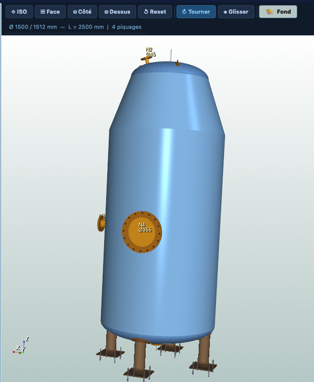 Vue 3D appareil cylindrique